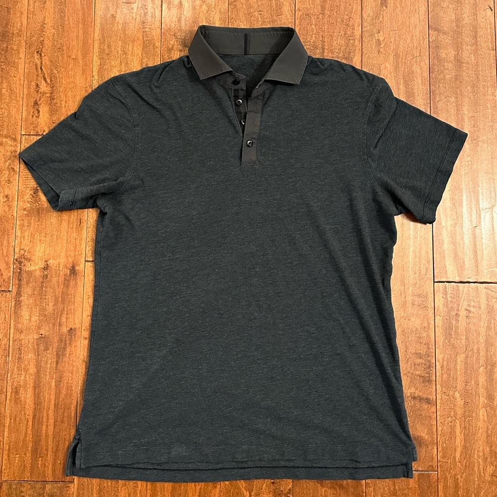 Lululemon Charcoal Gray Evolution Short Sleeve Polo Shirt Sz XL